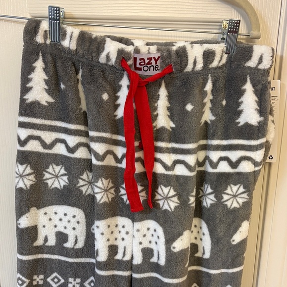Lazy One Gray Nordic Bear Fleece Pajama Pants - Picture 3 of 8